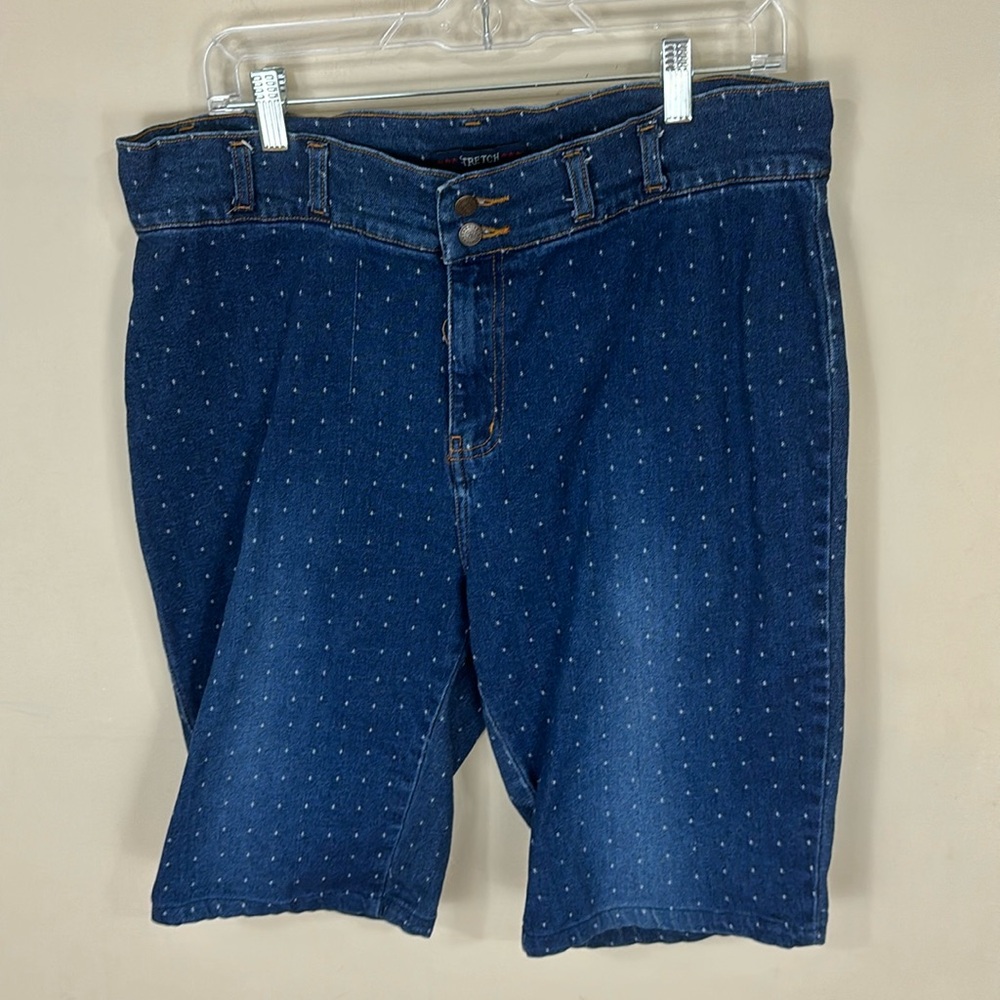 Vintage Bill Blass Jeans Polkadot Stretch Bermuda  Jean Shorts Size 14